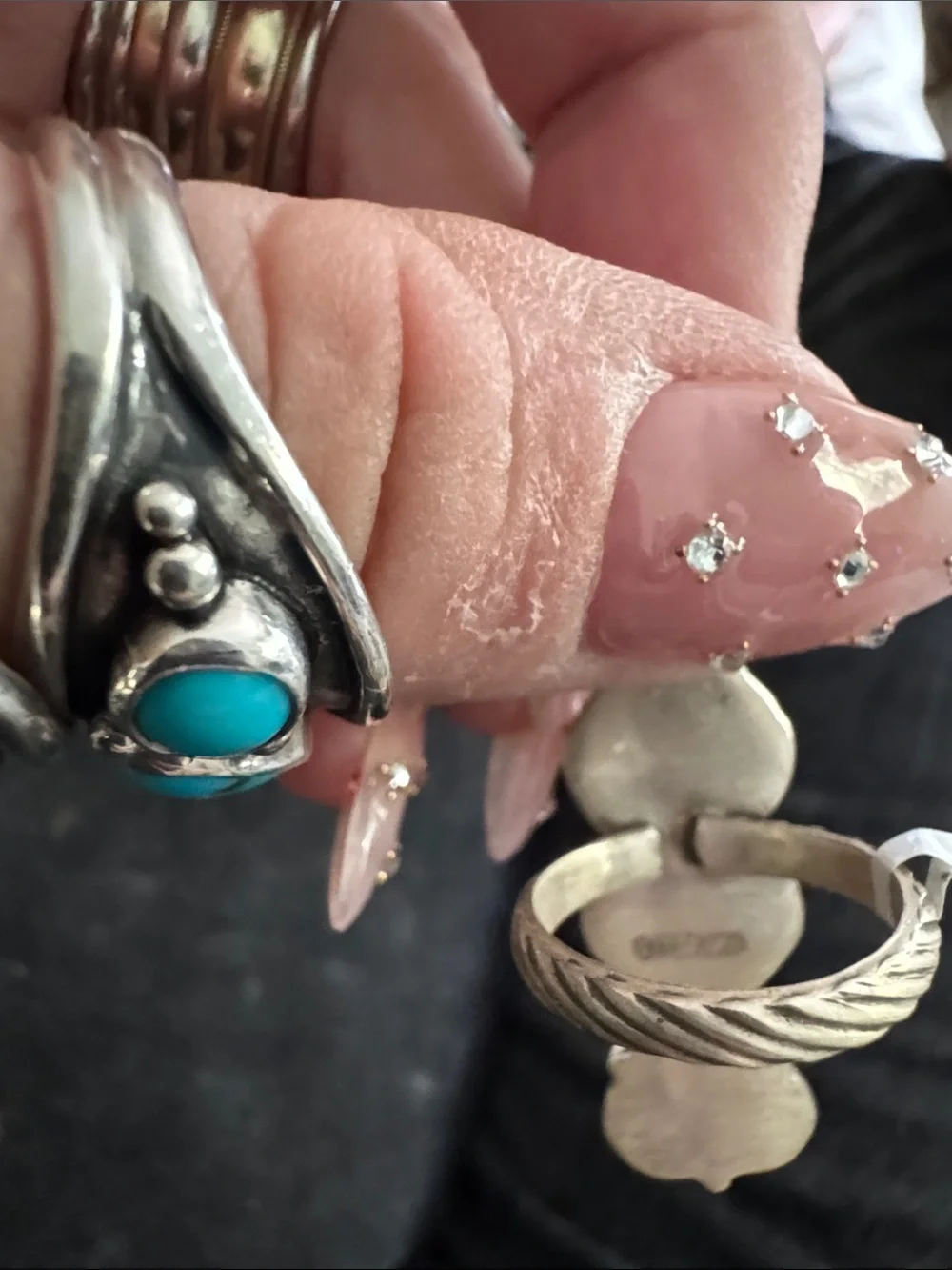 Turquoise cotton candy Stone 925 Silver Statement Ring - Women Jewelry